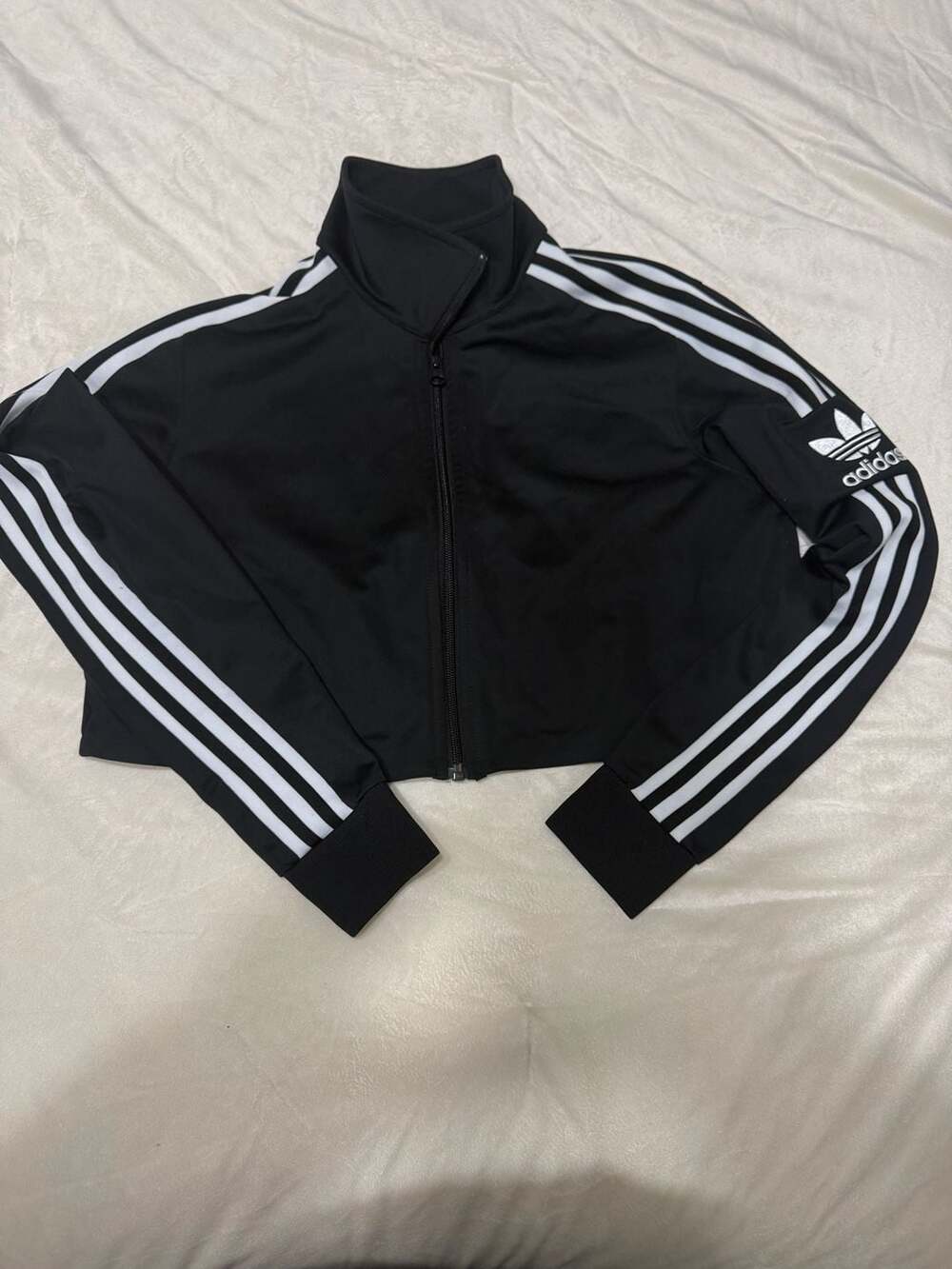 Adidas Cropped Track Jacket Size S Black White